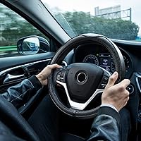 Vista 5 de Rueesh Funda de cuero de microfibra antideslizante con acabado mate para volante de automóvil, funda universal de 15" con patrón de relieve