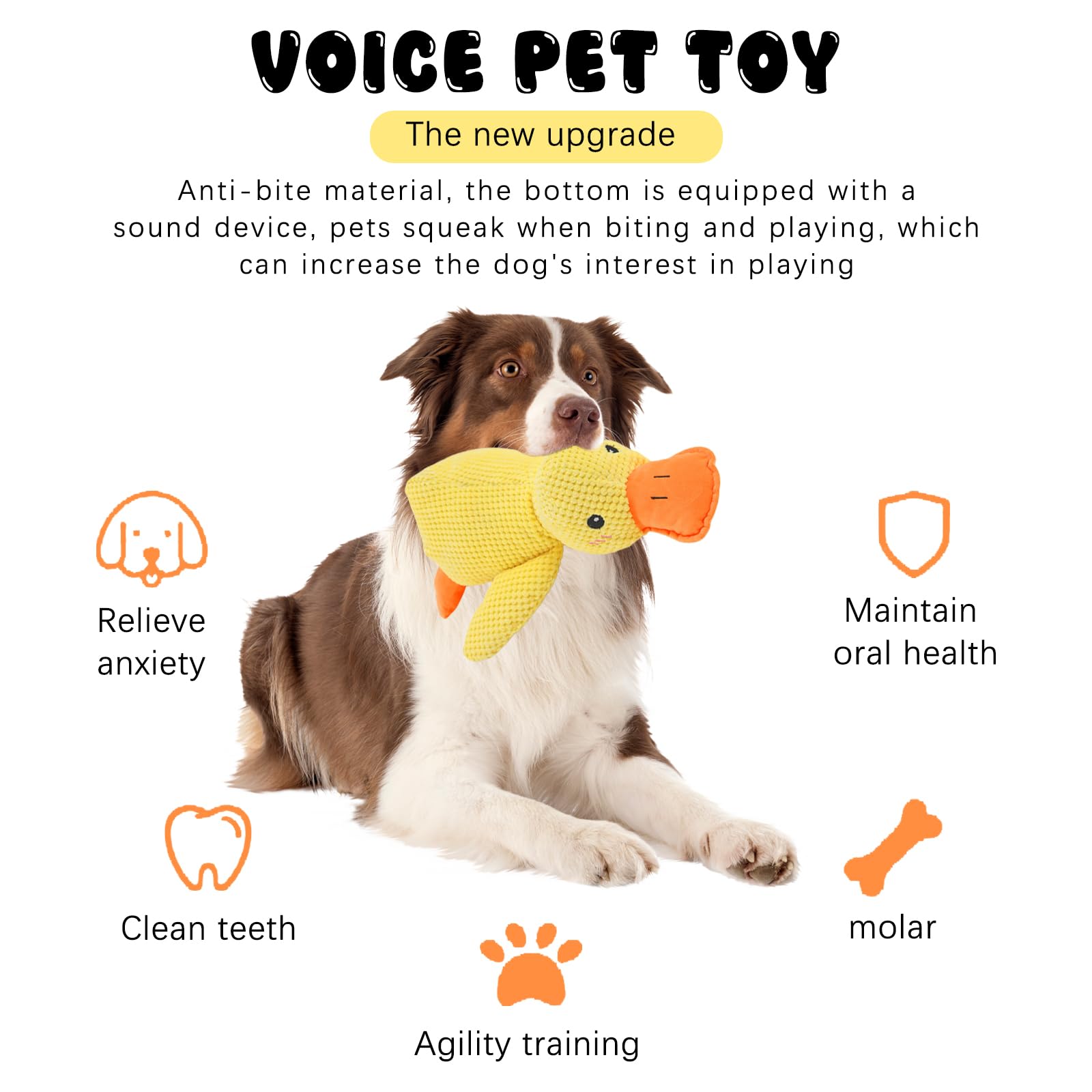 Yhjxly Duck Dog Toy, Quack Duck Dog Toy, 32 cm Cuddly Toy Duck - Image 4