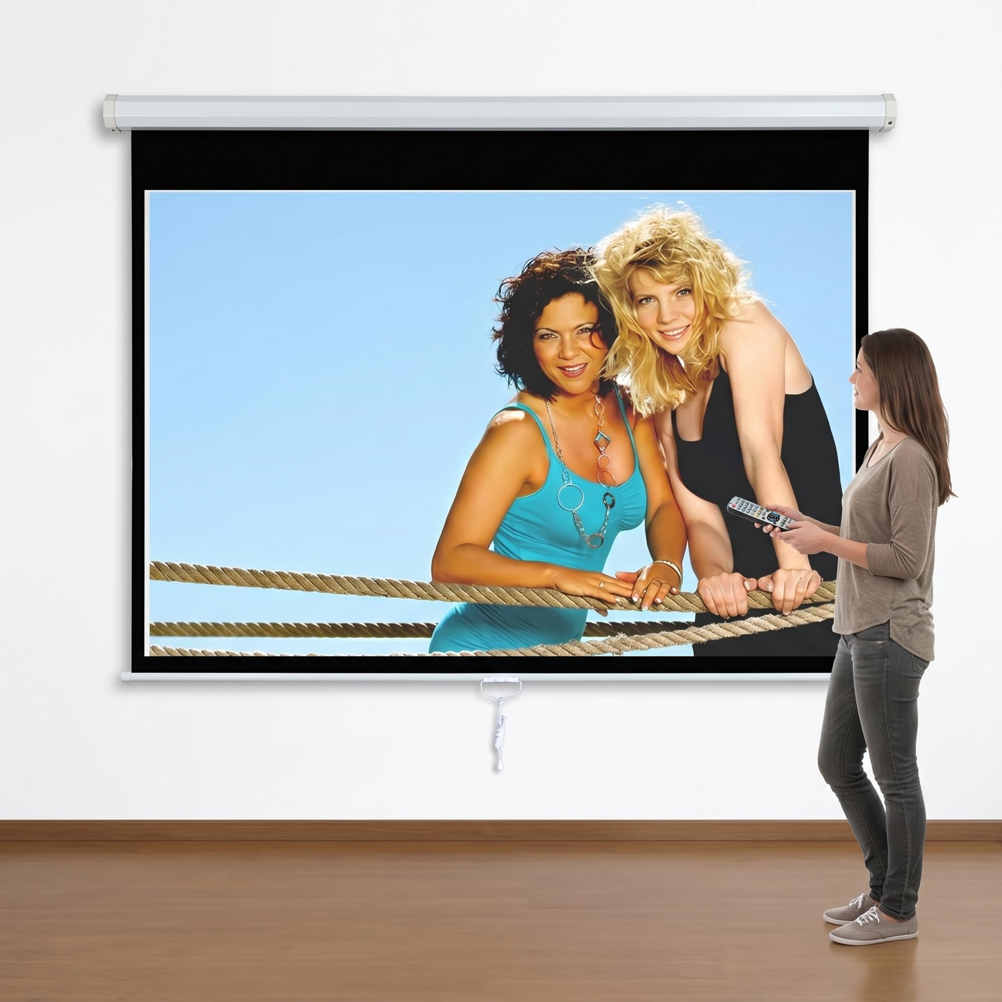 Mucola Beamer Leinwand Rollo 120 Zoll 244x182 cm Heimkino 16:9 4:3 Weiß