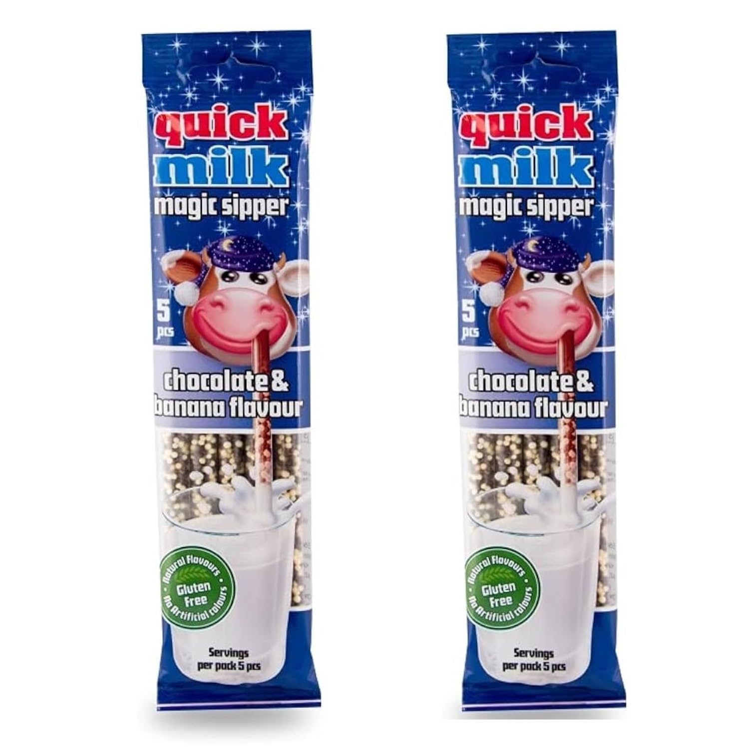 dryfruit mart quicks milk magic sipper chocolate & banana flavour, gluten free, 5pcs 30g pack of 2 (imported hungary)