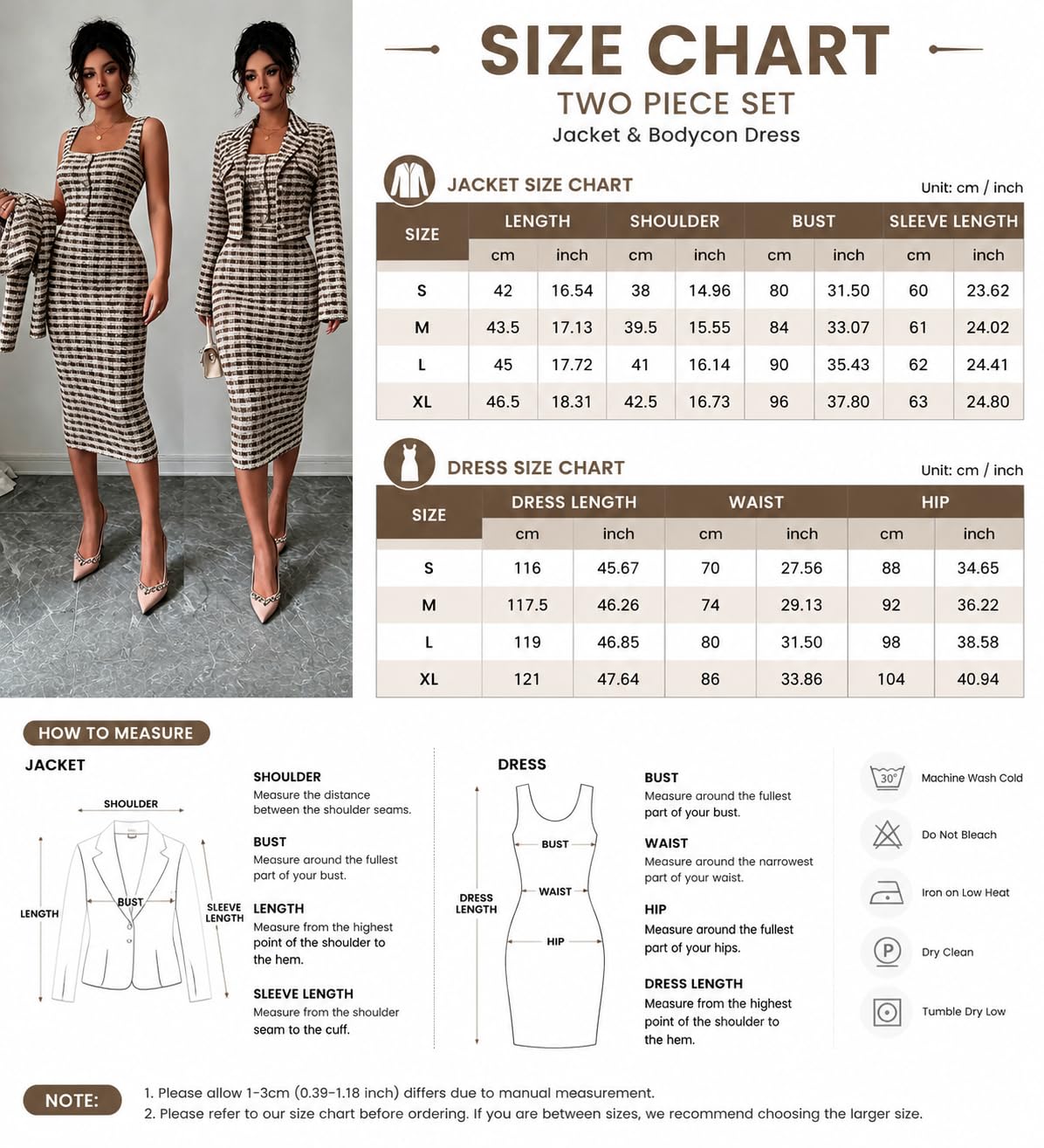 Zweiteiliges Tweed Outfit Für Damen Kurzer Blazer Und Figurbetontes Midikleid Elegantes Hahnentrittmuster Formelles Outfit Für Damen Ideal Für Hochzeiten Partys Und Büro