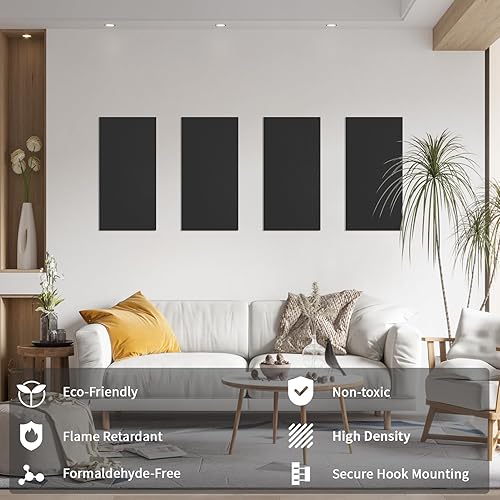 Miniatura 5 de Art3dwallpanels 8 paneles acústicos, paneles de pared insonorizados de tela de 24 x 12 pulgadas, paneles de pared insonorizados de fácil montaje,