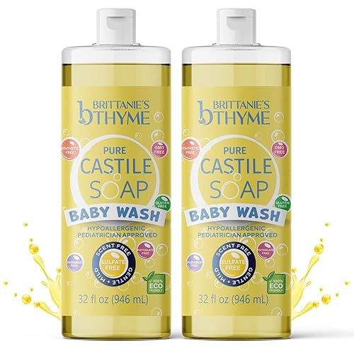 Miniatura 9 de Brittanie's Thyme Recambio de jabón orgánico puro de Castile para bebé, 1 galón, fabricado con aceite de oliva y aceites esenciales naturales de