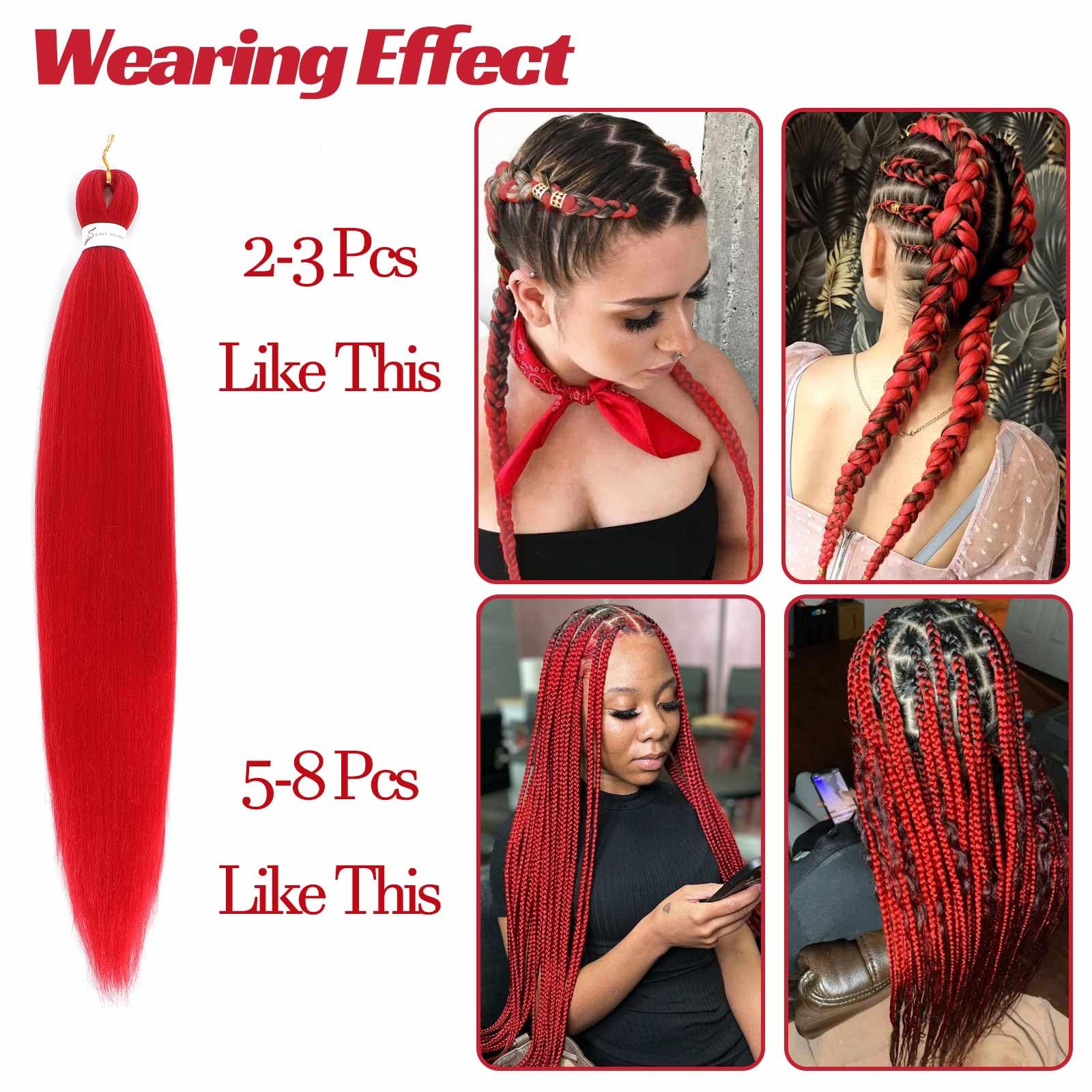 Amazon.com : Royota Red Pre-Stretched Braiding Hair 6-Pack Yaki