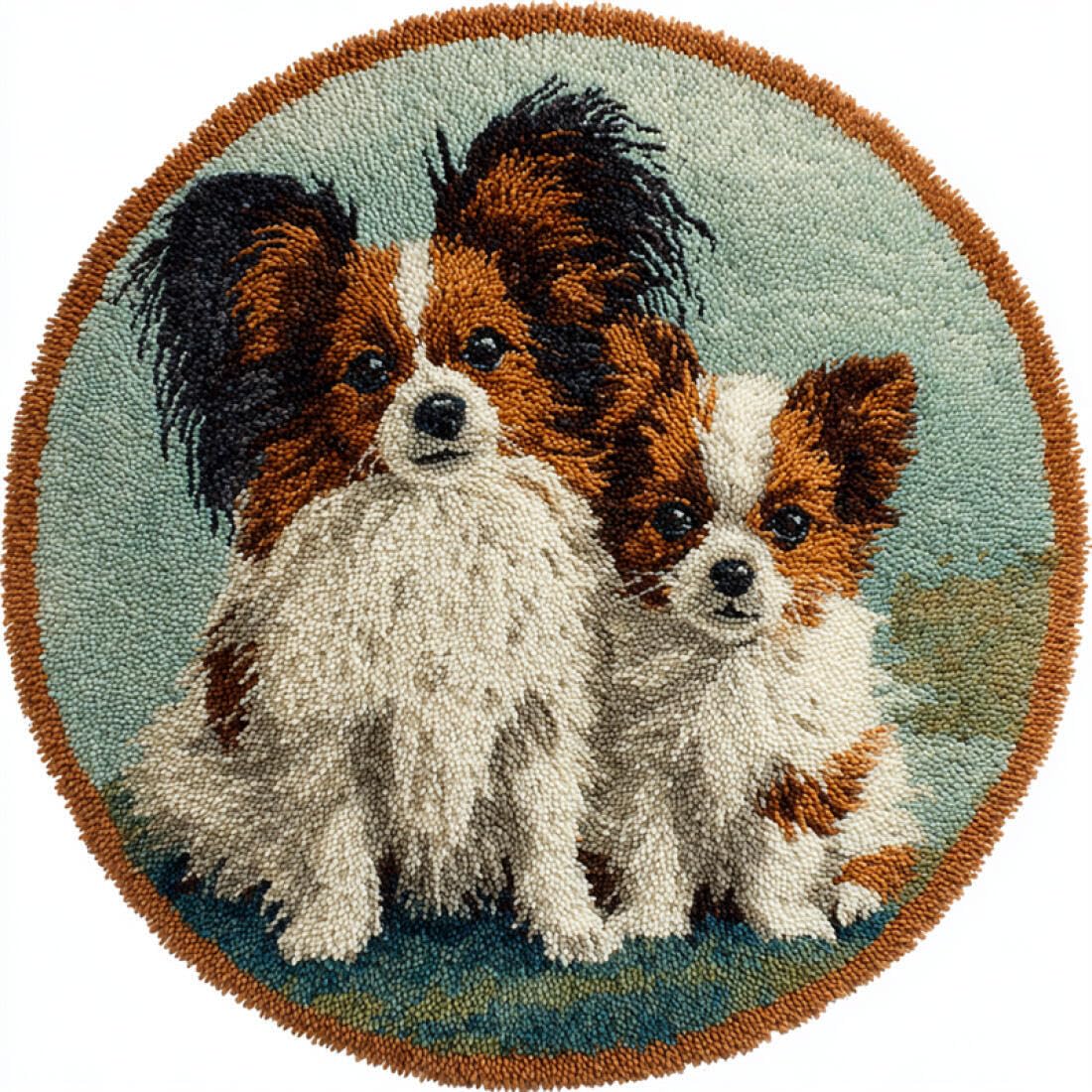 Rqwybcaxn DIY Latch Hook Rug Kit for Beginners Animal Crochet Starter Kit Cartoon Papillon 60x60cm Round Washable Area Rug Bedroom Wall Hanging