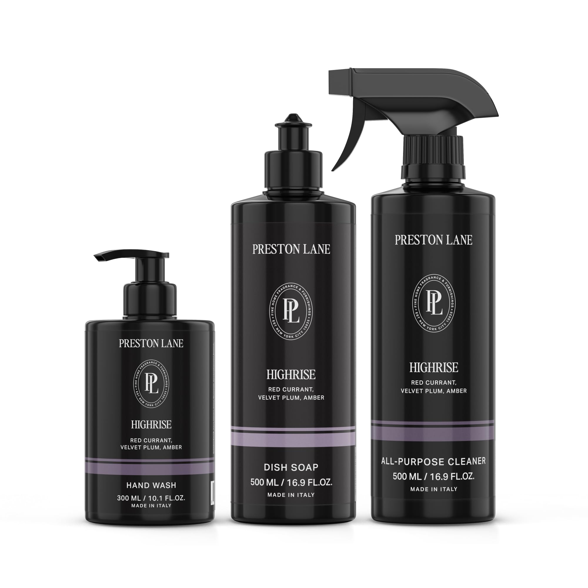 Preston Lane Luxury Kitchen Set – Hand Wash, Dish Soap & All-Purpose Cleaner | Plant-Powered Cleaning Essentials Bundle with Fine Italian Fragrance,