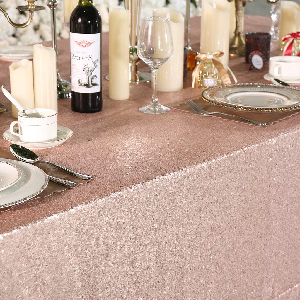 Eternal Beauty Sequin Tablecloths Rectangle Champagne 152 x 260 cm for wedding Halloween Chrismas Party Banquet New Year’s Day - Image 5