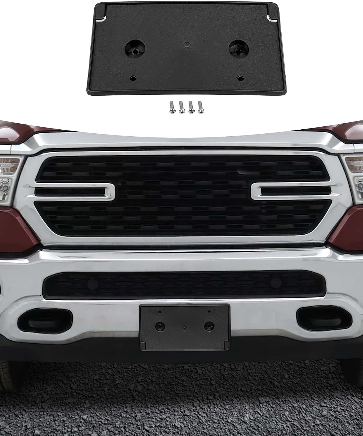 CheroCar Fit for Dodge RAM 1500 Laramie,Bighorn,Classic SLT,Tradesman 2018-2026 Front License Plate Mount Holder Bracket Frame Number Plate Holder Registration Plate Frame Exterior Accessories image 3