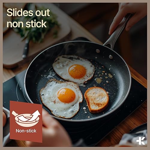 Vista 26 de Juego de ollas y sartenes, 23 piezas antiadherentes con patrón a cuadros, diseño apilable, apto para lavavajillas, resistente a las manchas, apto