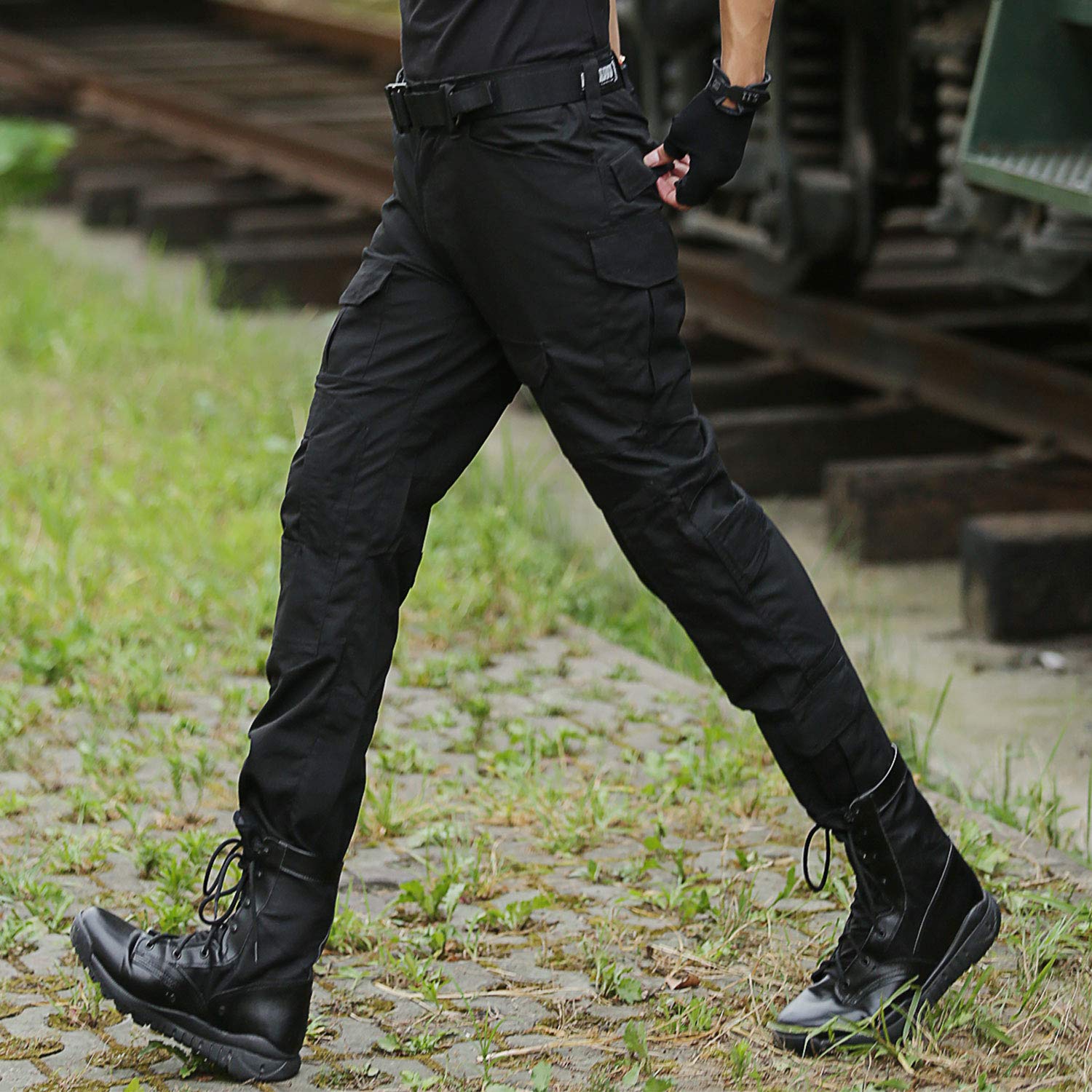 LHHMZ Pantaloni da Combattimento Tattici Militari da Uomo Pantaloni Neri mimetici da Avventura all'Aria Aperta Pantaloni da Caccia con Ginocchiere