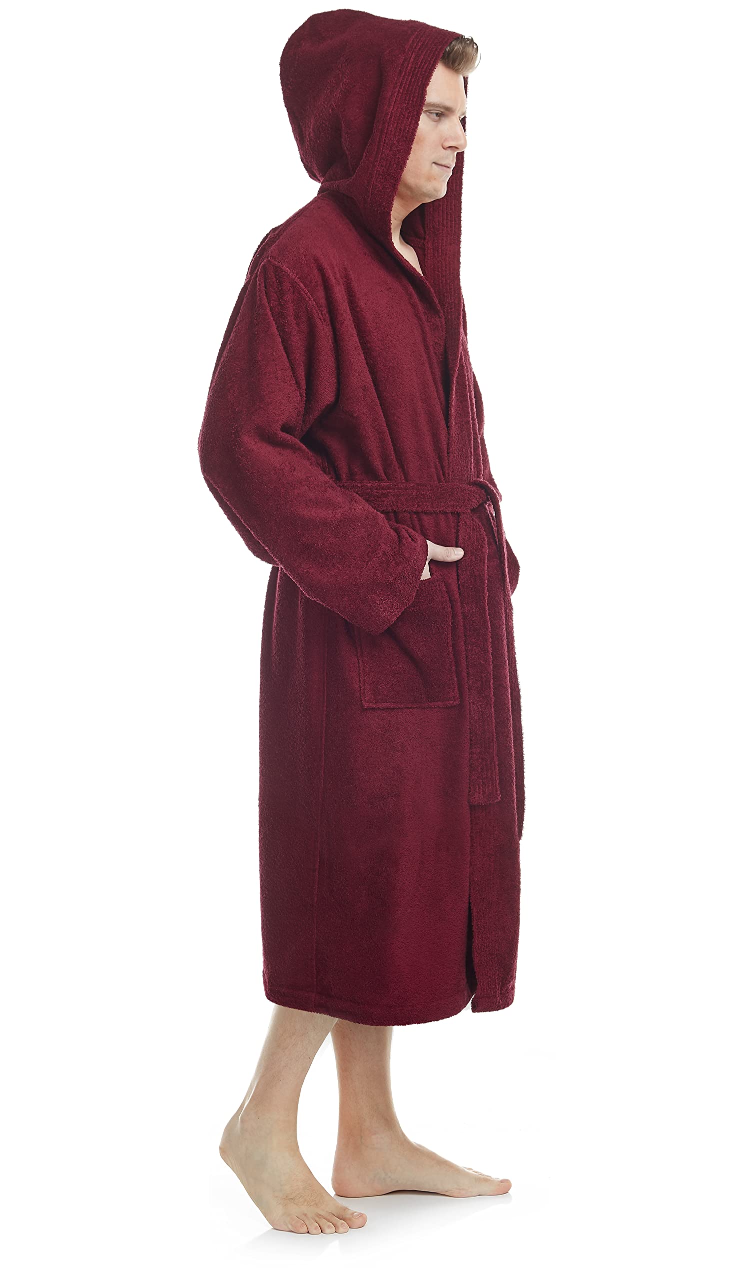 Arus Albornoz con capucha para hombre, longitud normal o longitud larga, 100% tela de rizo de algodón (380 g/m²) certificado por OEKO-TEX®