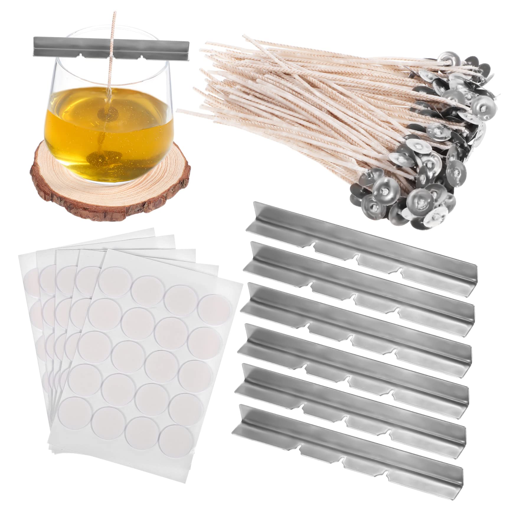 HOMSFOU 120pc Candle Wick Set for DIY Thick Wicks Holders Stickers for Wax Beeswax Candle Making