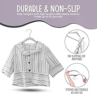 Vista 8 de 50 Perchas de Terciopelo Premium para Niños - 14'' Antideslizantes, Ultra-Delgadas y que Ahorran Espacio - Gancho Giratorio de 360°, Fuertes y Morado