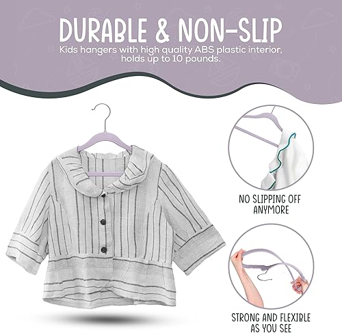 Miniatura 8 de 50 perchas de terciopelo prémium para niños, antideslizantes, ultrafinas y que ahorran espacio, gancho giratorio de 360, fuertes y duraderas para