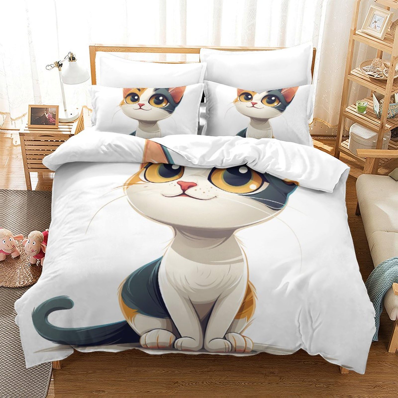 Ensemble de literie chat persan 3D parure douce et réconfortante King