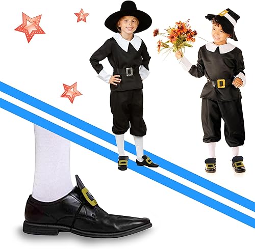 Miniatura 5 de Hebilla de zapato Colonial Hebillas de zapatos históricas doradas Hebillas de zapatos Accesorio de disfraz Hebilla de zapato de metal con correa