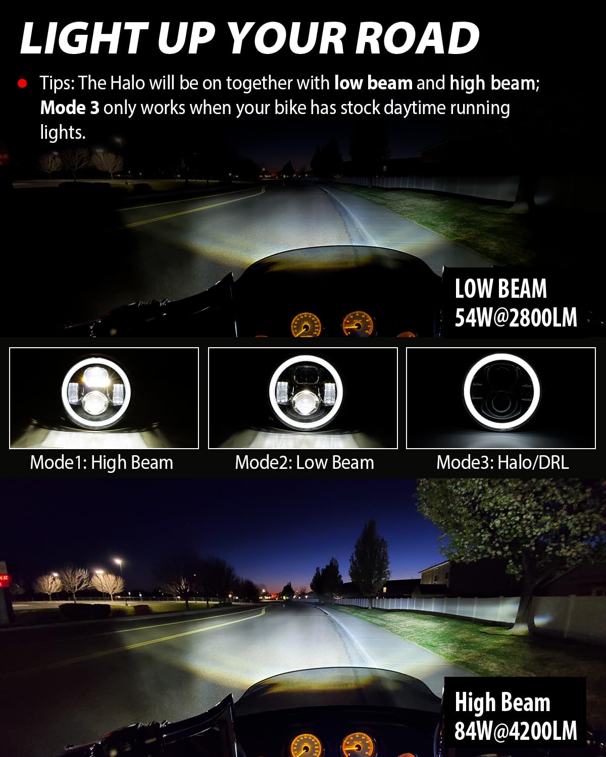 Amazon | Z-OFFROAD アップグレード 7インチ オートバイ LED ヘッド