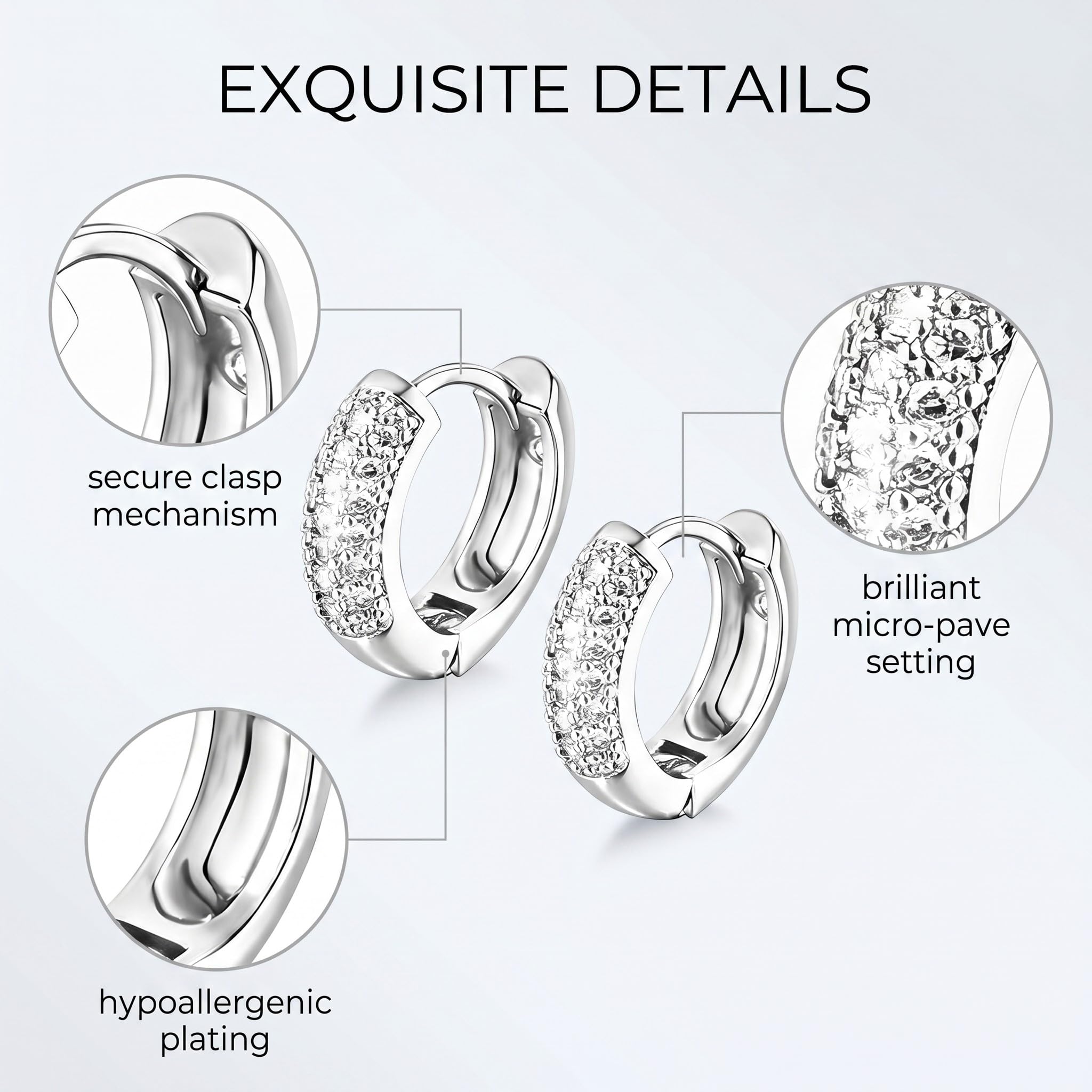 Orecchini Uomo Diamante Orecchini Uomo Cerchio Diamante Argento 925 / Oro Placcato 14K e Zirconi Cubici Anallergici Leggeri Trendy Gioielli di Moda per le Uomos
