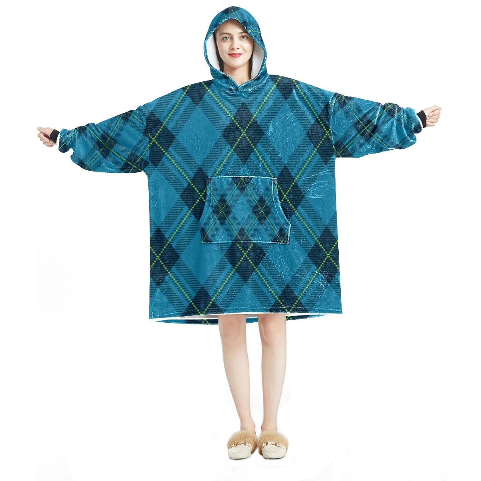 Sweat à capuche surdimensionné bleu en sherpa pour vos soirées d'hiver