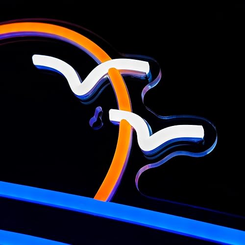 Miniatura 4 de Señal de neón de puesta de sol y amanecer para decoración de pared, señal de luz de neón LED regulable para playa, dormitorio, sala de estar, boda,