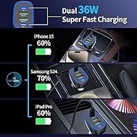 Vista 6 de Paquete de 2 cargadores de coche USB C de 40 W + 72 W 4 puertos USB C cargador de coche súper rápido carga rápida para iPhone 16 Pro Max/Plus/15