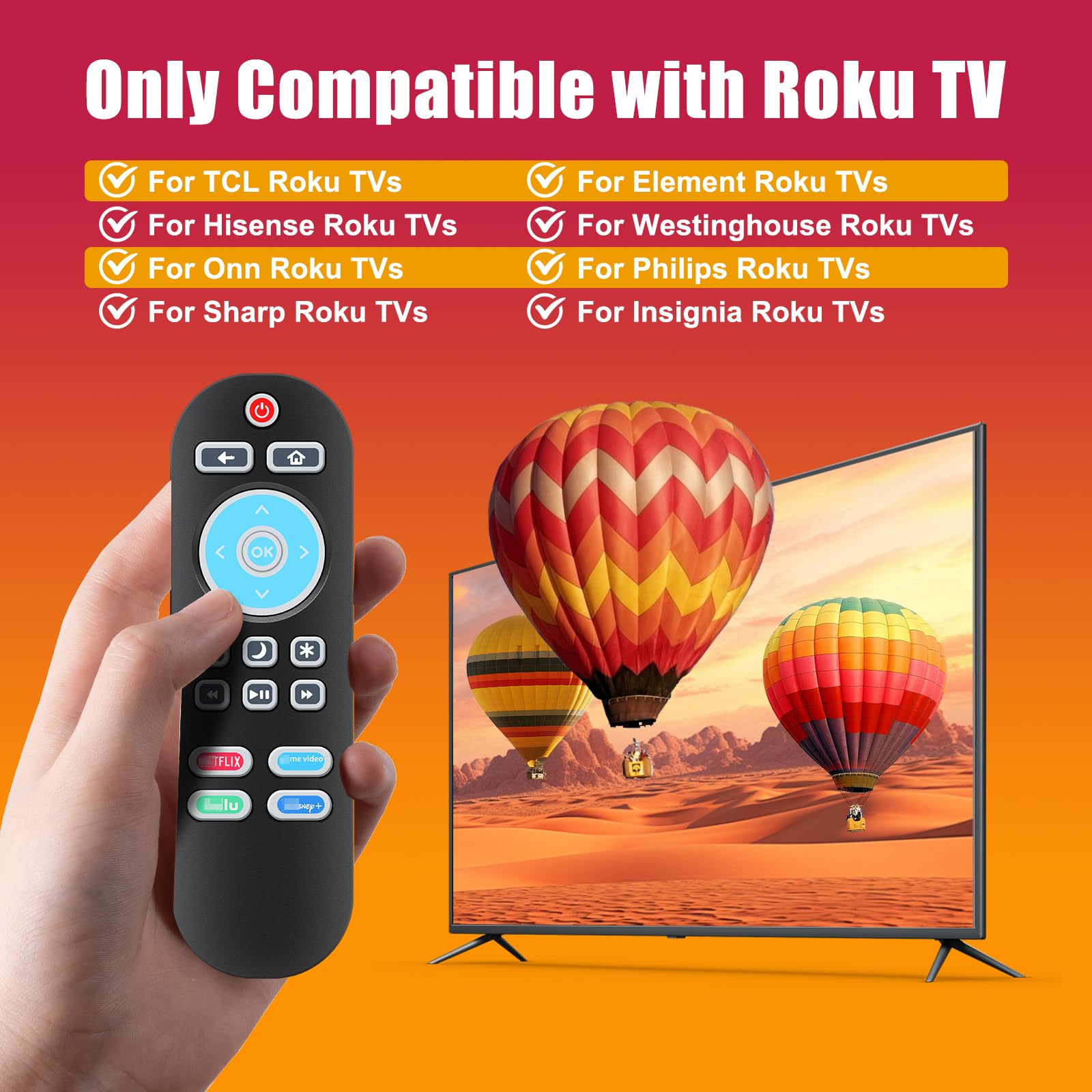 (2 sztuki) Podświetlany pilot zastępczy kompatybilny z Roku-TV (nie do Roku Stick and Box)