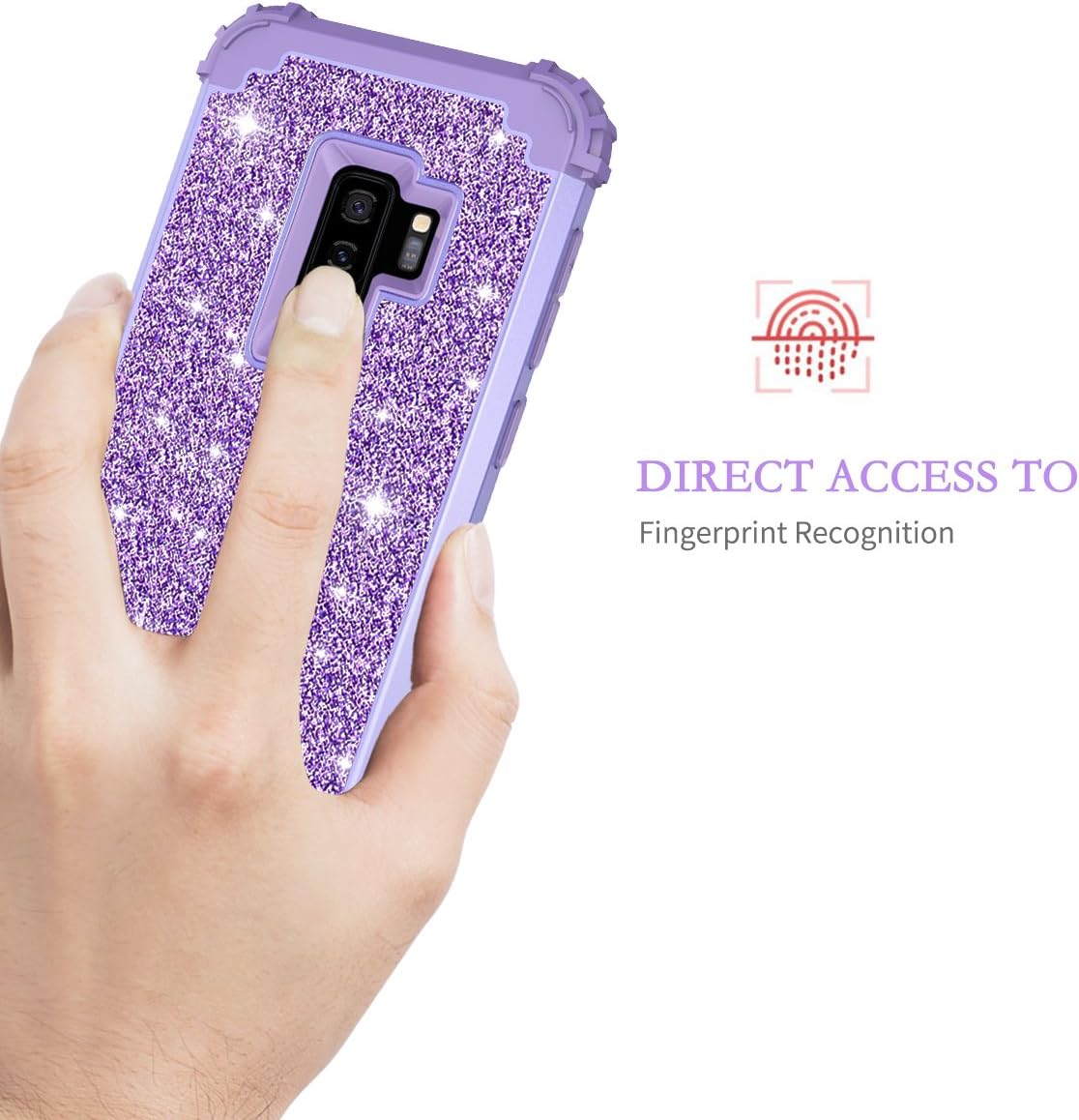 LONTECT Compatible Galaxy S9 Plus Case Luxury Glitter Sparkle Bling Heavy Duty Hybrid Sturdy High Impact Shockproof Protective Cover Case for Samsung Galaxy S9 Plus - Shiny Purple