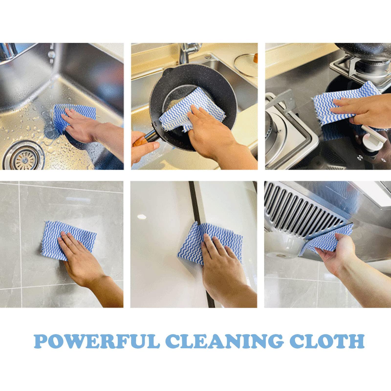 Paño de limpieza plateado, 60 paños desechables reutilizables, paños de limpieza desechables resistentes, paños de cocina reutilizables, ropa J, 60 unidades, azul absorbente, vasos rápidos (azul