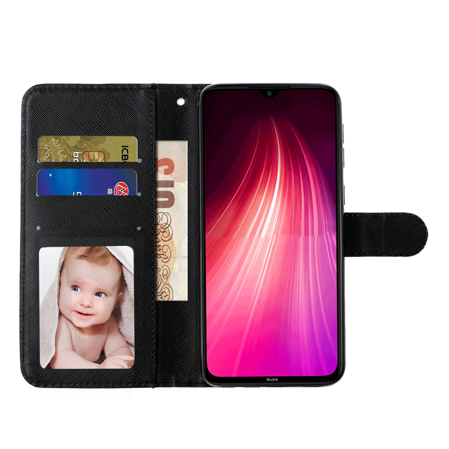 Cover Compatibile con Xiaomi Redmi Note 8 Pro, Premium Pelle PU Portafoglio Flip Libro Custodia per Redmi Note 8 Pro [Protezione Completa] - gatto e tigre