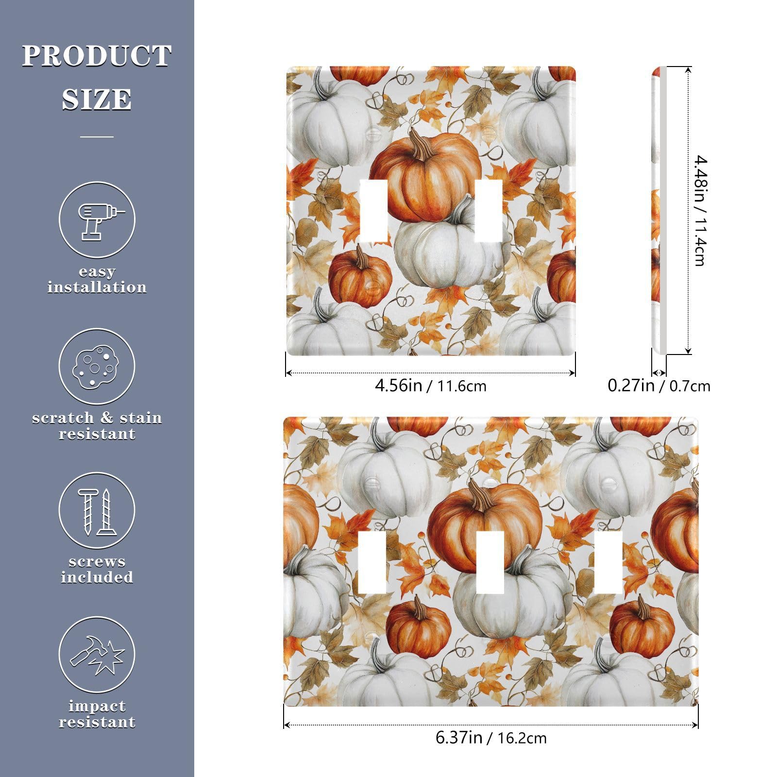 UMIRIKO Fall Pumpkin Thanksgiving Autumn Light Switch Cover Plate Covers Decorative Double Toggle Home Decor 202b7189