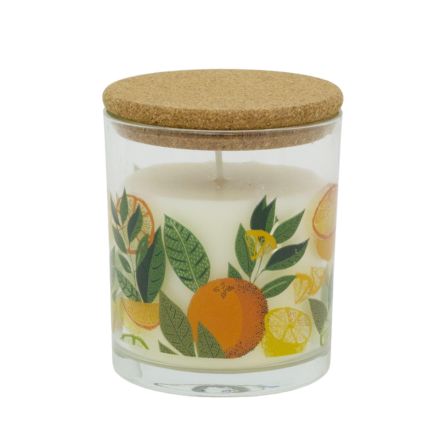 Carousel Home Multicoloured Citrus Zest Scented Candle | Fresh Citrus Fragrance In Glass Jar With Cork Lid | Decorative Candle ~ Fragrance Varies