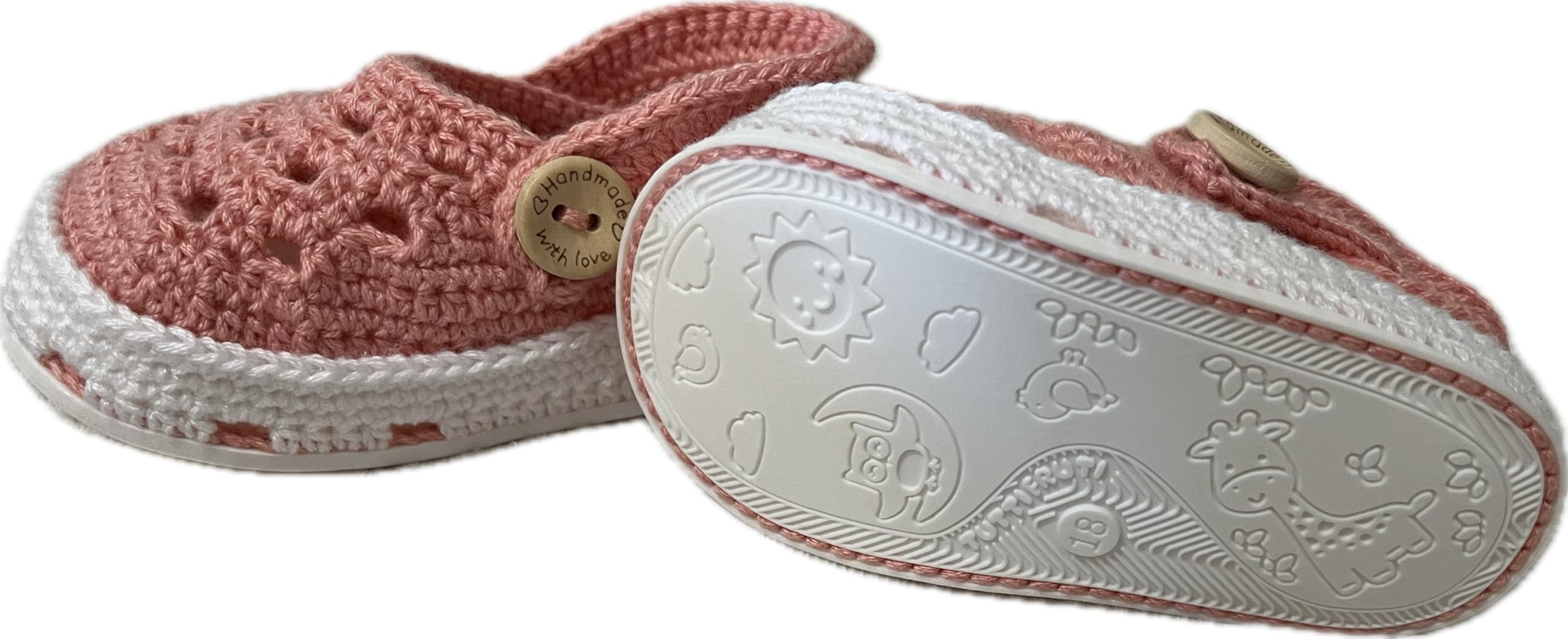Bambini Zoccoli e Sabot Pantofole Unisex. Stivaletti per neonata realizzate all'uncinetto o all'uncinetto. Stivaletti con bottone e rifinitura, disponibili in tutte le taglie bimbo da 0 a 12 mesi