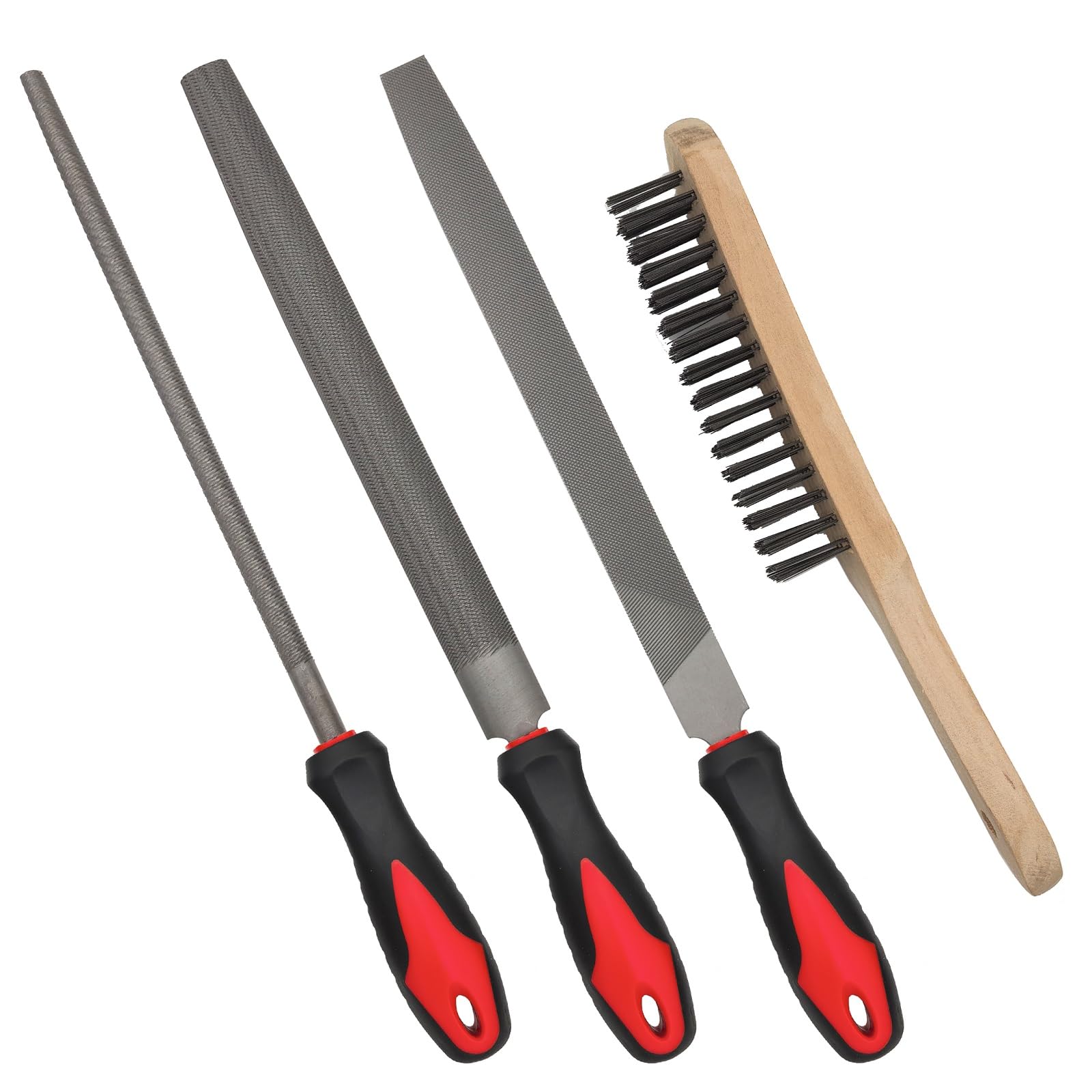 VASTOOLS Metal Files,10In. Half Round,Flat,Round,American Pattern Files,T12 Hardened Steel, for Deburring,Ideal for Tools,Wood, Metal, Plastic,