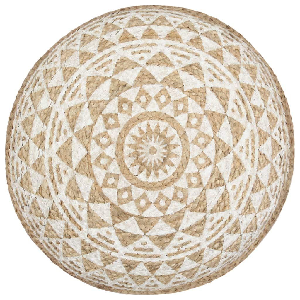 vidaXL Puf Tejido a Mano Yute Blanco 45x30 cm