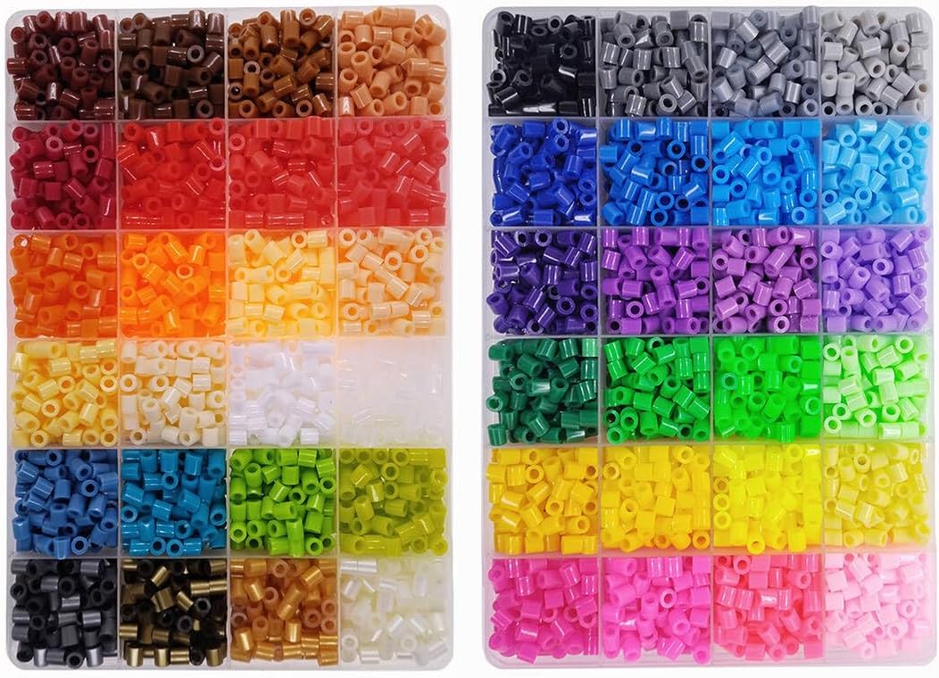 4800pcs Fuse Beads Kit for Kids Crafts, 48 Colors 5mm Melting Beads Set Including Pegboards, Ironing Paper, Tweezers, Birthday and Christmas Gift - Image 2