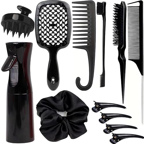 12 piezas de juego de cepillos para peinar con desenredante, para provocar, cola de rata, cepillos de borde y cepillos para cabello de bebé - cerdas