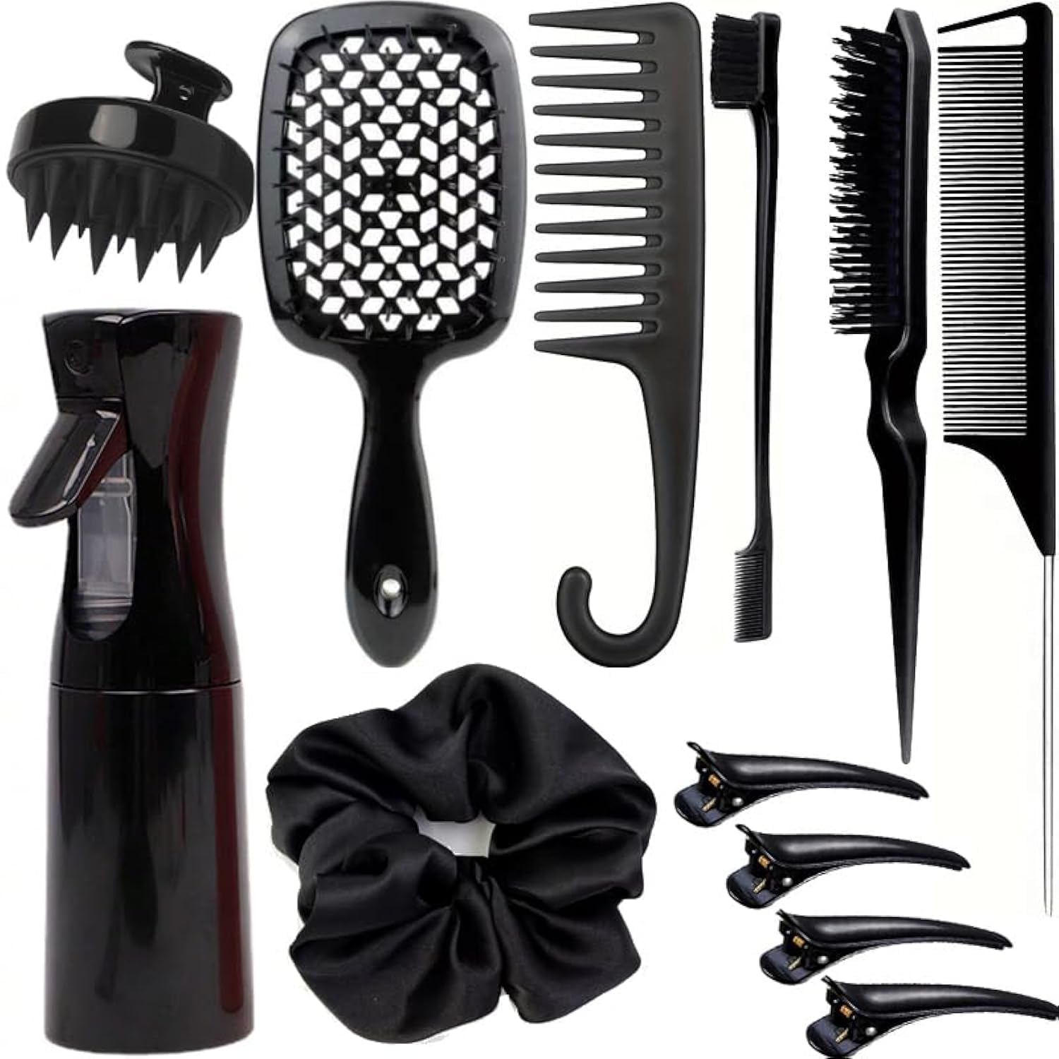 Juego de 12 cepillos para el cabello, juego de peines para peinar el cabello, juego de cepillos para el cabello con cepillo desenredante, cepillo de pelo de cola de rata, cepillo de borde de peine de