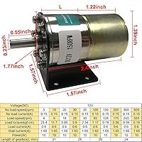 Vista 3 de Bringsmart Motor de reducción micro DC 12V 300rpm con soporte, motor de engranajes con eje de salida central, motor de engranajes de 37mm