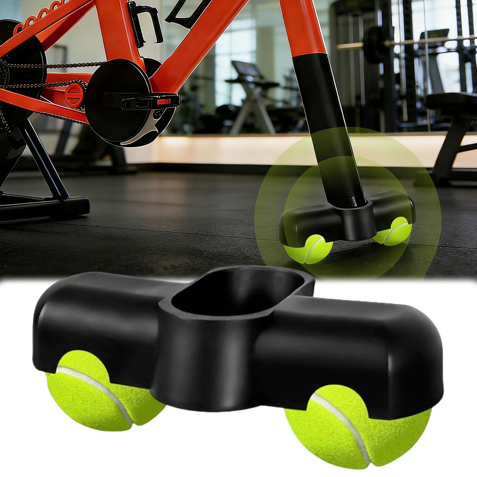 XFLYP 2PCS Indoor Bicycle Training Accessories, Shock-absorbing Foot Pads, Tennis Balls Scientific Buffer, Indoor Cycling Snap Rocker Feet Adapters, Indoor Trainer Workout Equipment Accessories