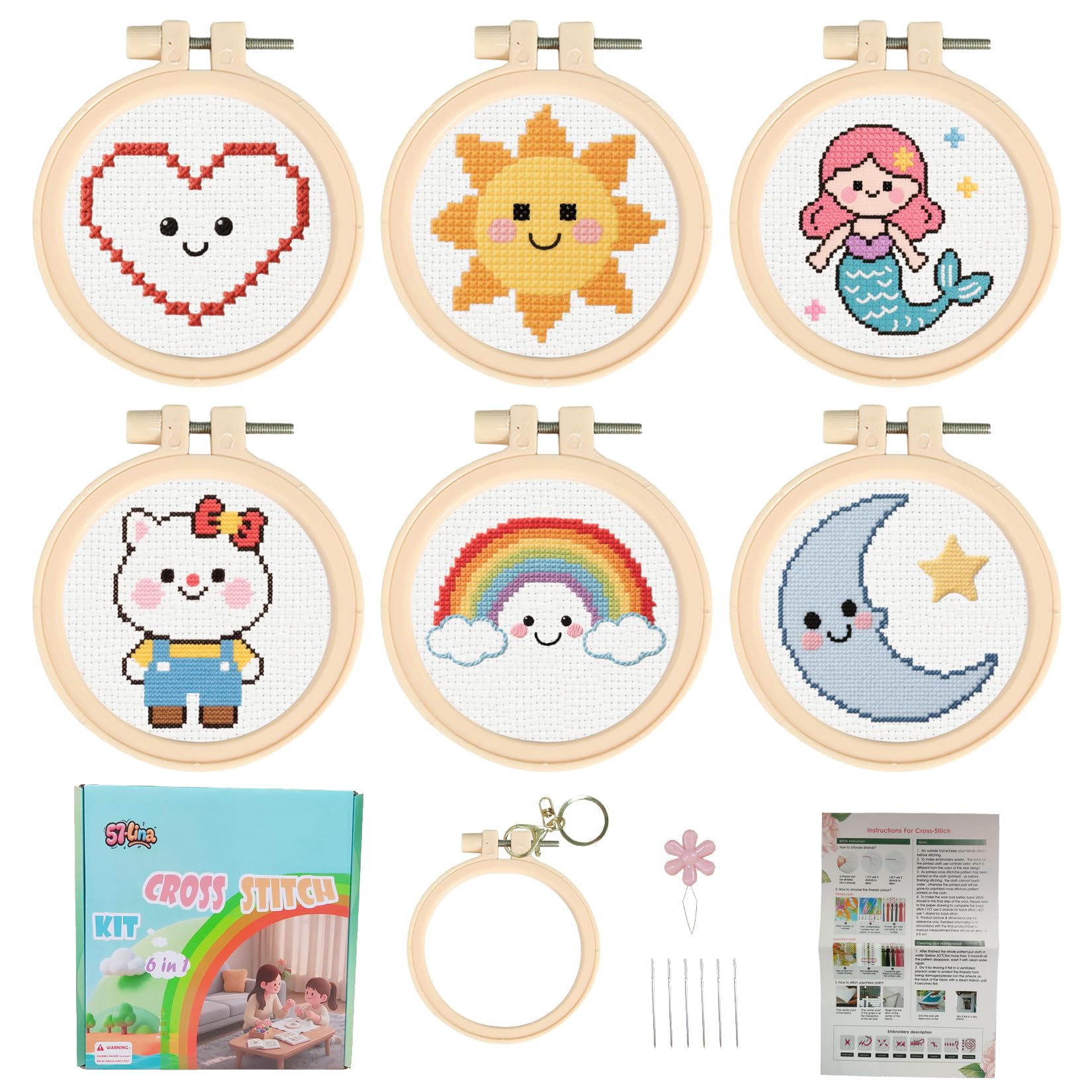 4M L'Arte Del Punto Croce - Kit Ricamo Creativo Per Bambini 8+ - Crea Una Borsa Farfalla, Un Portapenne E 4 Sottobicchieri - 4