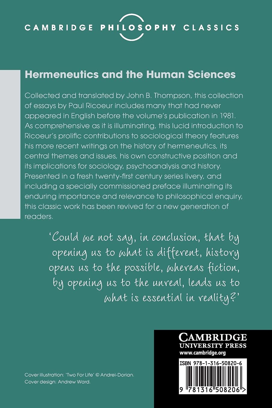 Hermeneutics and the Human Sciences: Essays on Language, Action and Interpretation (Cambridge Philosophy Classics)