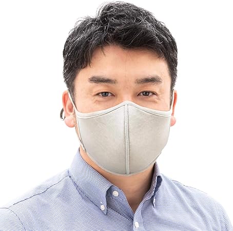 Amazon ファンファン マスク 日本製 洗える 抗菌 抗ウイルス 大きめ 布 3d 立体 シルク プロテイン加工 ライト グレー Lサイズ Fun Fun 布マスク
