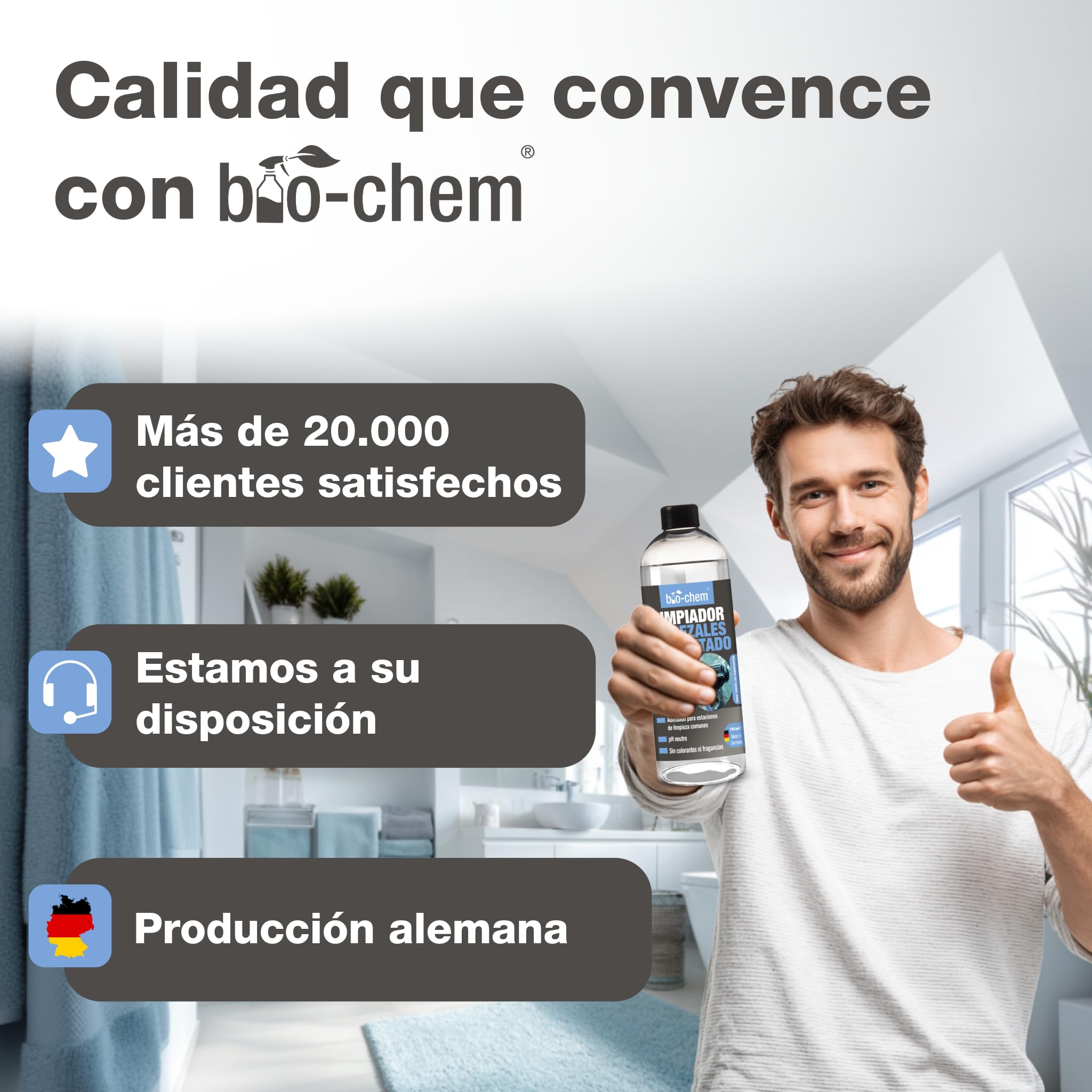 bio-chem Limpiador para cabezales de afeitado 3x 750 ml | Limpiador para cabezales de afeitado para hombres y mujeres - Apto para todas las marcas - Limpieza cabezales de afeitado