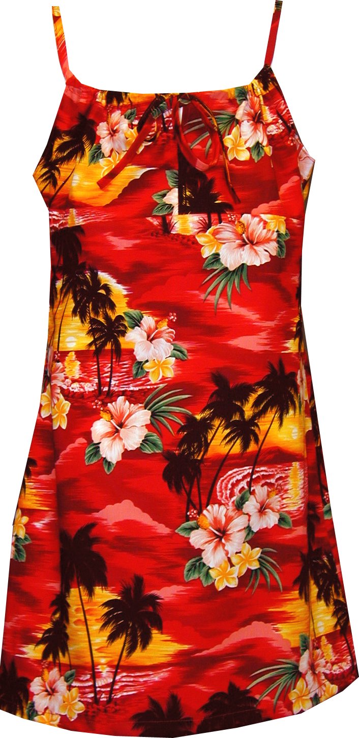 Pacific Legend Girls Brilliant Hawaiian Island Sunset Empire Spaghetti Sundress