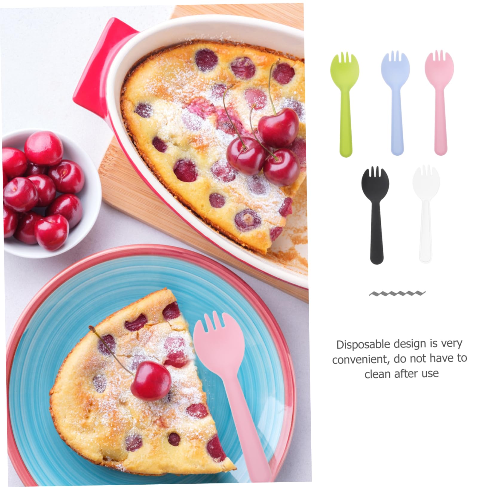 HOLIDYOYO 50pcs 50 Disposable Birthday Cake Dishware with Forks and Knives Party Tableware Smooth Design for Elegant Dining Experience Random Colors