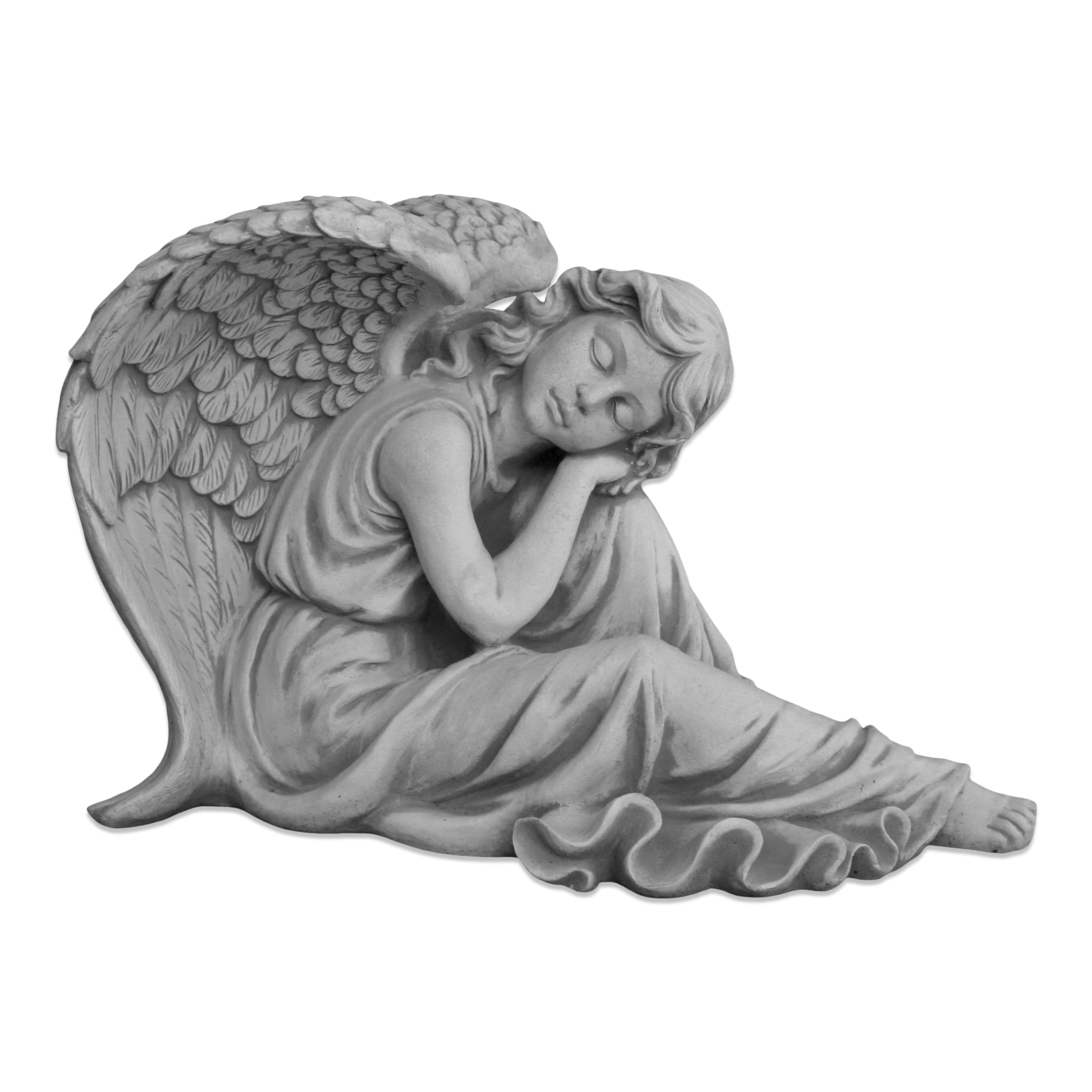 gartendekoparadies.de Statue d'ange en pierre tombale - Hauteur : 37 cm - 31 kg - Résistante au gel - Pour l'extérieur - Gris