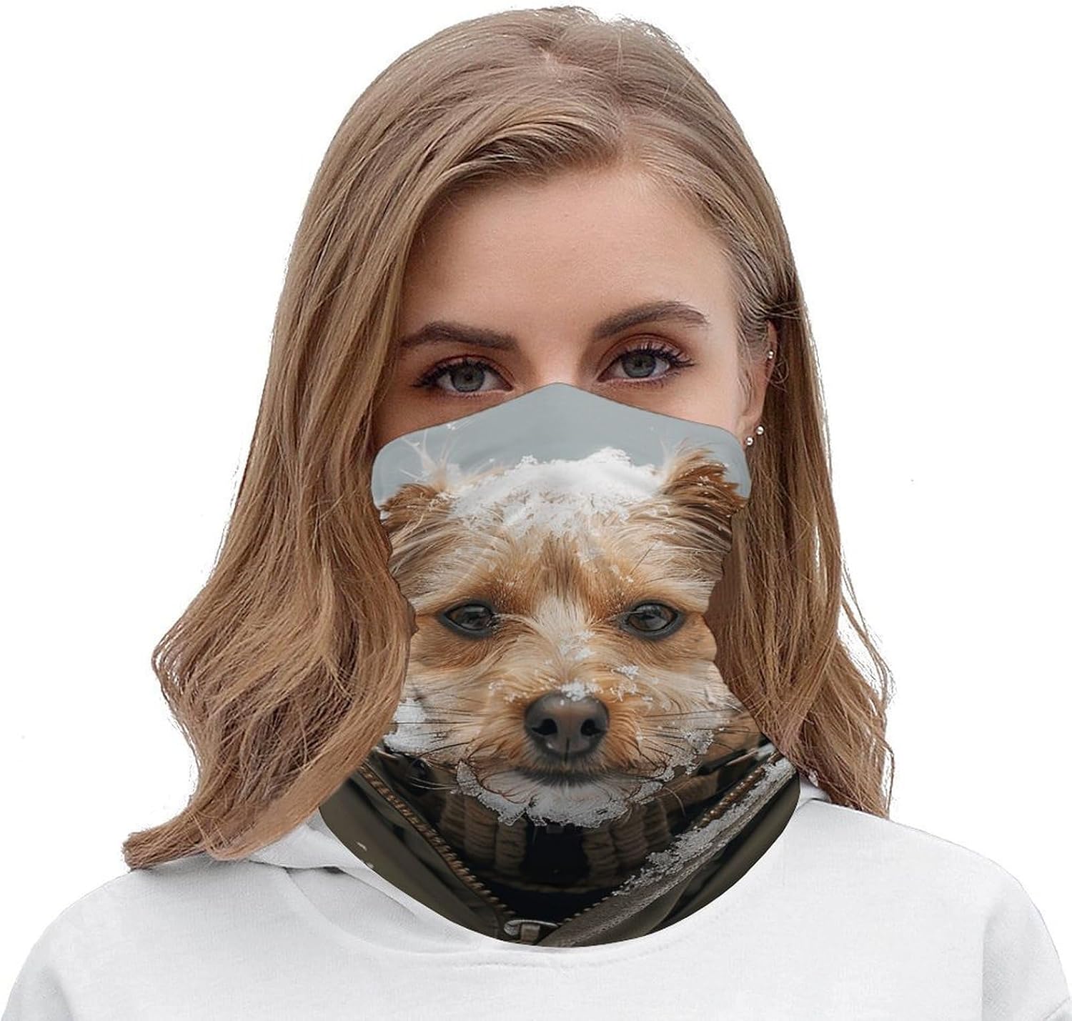 Balaclava Puppy in Snow Bandana Summer Face Mask Cooling Neck Gaiter UV Protection & Breathable Ski Mask Scarf Fishing Face Cover for Sun Protection for Women Men