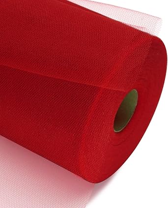 Tulle Fabric Rolls, 3 Pcs, 6 Inch by 200 Yards (600 feet) Fabric Spool Tulle Ribbon (White, Emerald Green, Red)