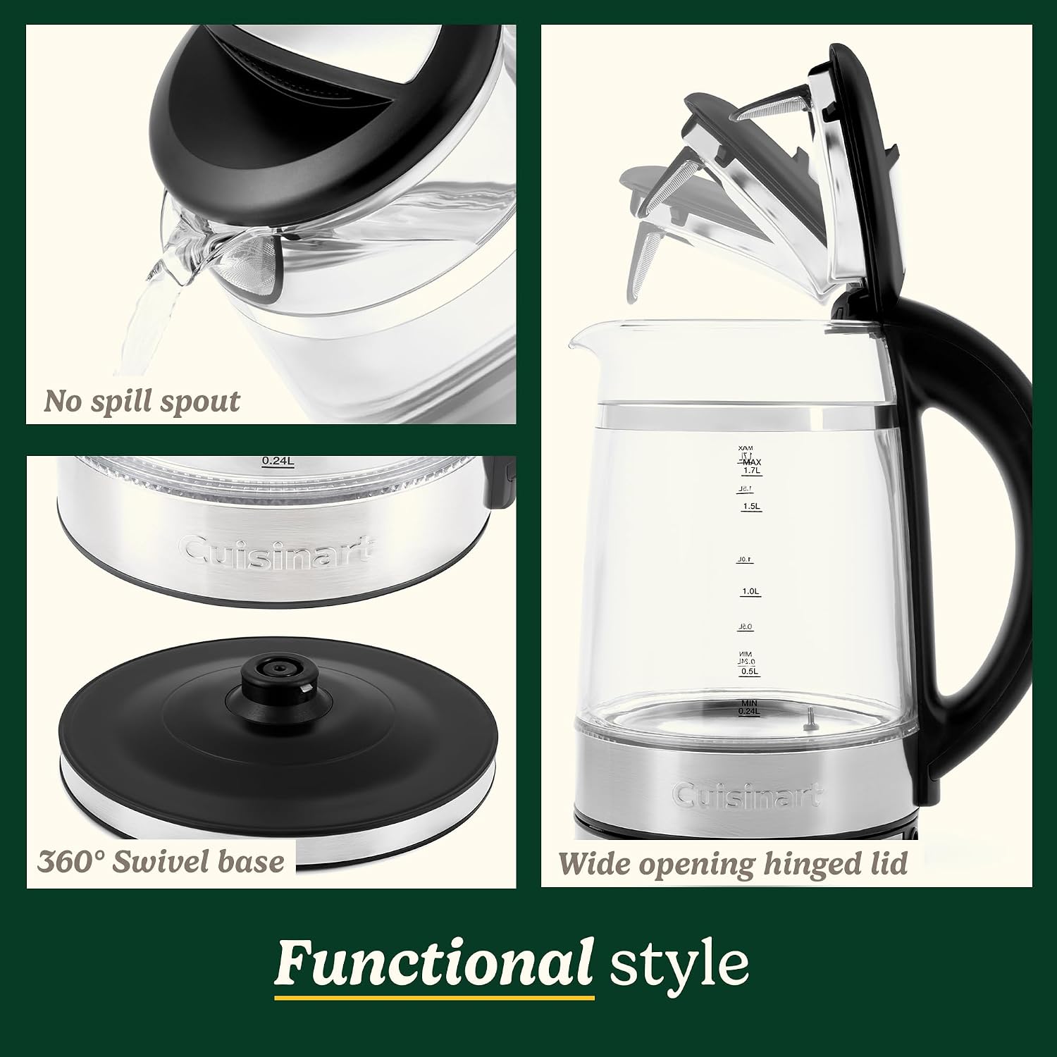 1.7L Illuminating BPA free Glass Kettle, Multi Temprature Control 1.7… thumbnail 7