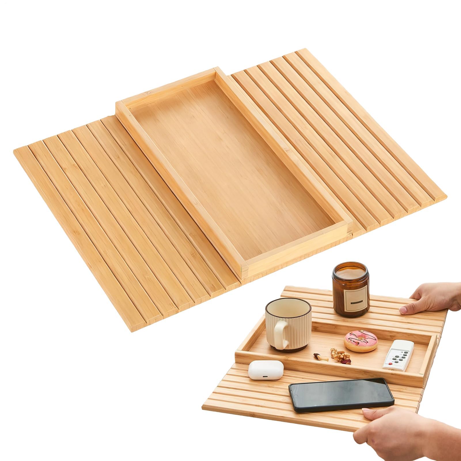 Bandeja antideslizante para brazo de sofá, soporte para tazas y aperitivos para sofá, café, teléfono, mesita de noche, perfecta para sala de estar y apartamento